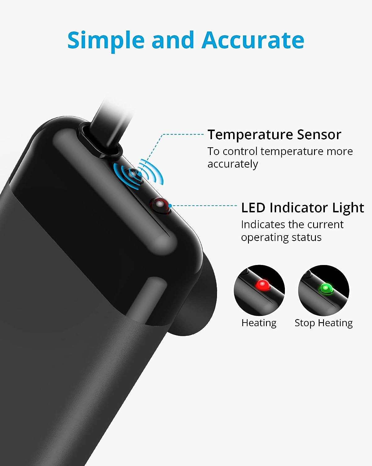 NICREW Submersible Aquarium Mini Heater, Small Betta Fish Tank Heater with Electronic Thermostat, 25W