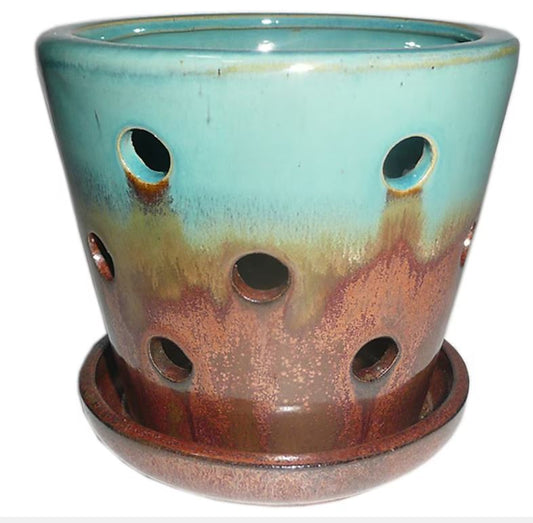 5.5-in W x 5.28-in H Copper Green Ceramic Contemporary/Modern Indoor/Outdoor Planter