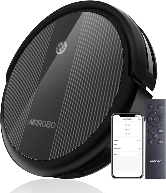 AIRROBO Robot Vacuum Cleaner, 2600Pa Strong Suction, WiFi Connected, App Control, Works with Alexa and Google Home, Self Charging, Ideal for Hard Floor, Carpet, Pet Hair, P10
