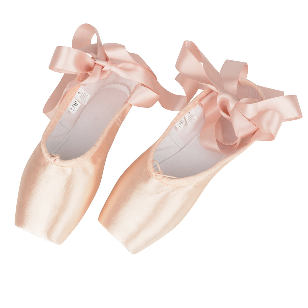 Bezioner Satin Professional Ballet Pointe Shoes with Silicone Toe Pads and Sewn Ribbon, Size 9
