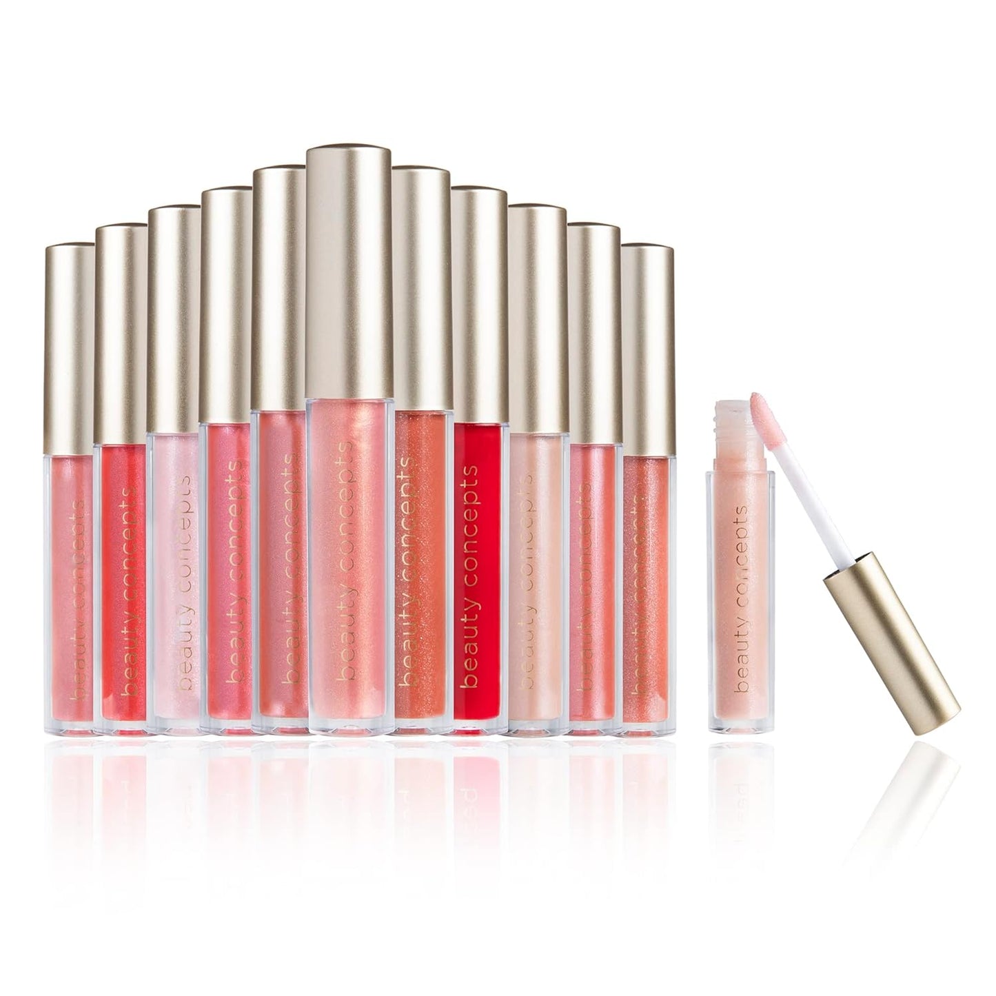 Beauty Concepts Lip Gloss Collection, 12-Piece Lip Gloss Set, Pink and Red Colors