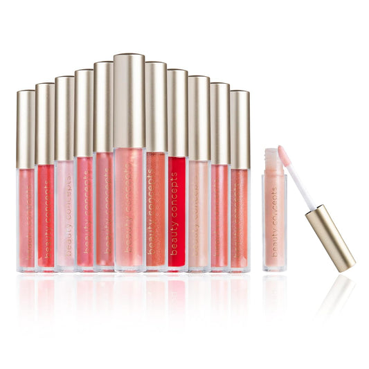 Beauty Concepts Lip Gloss Collection, 12-Piece Lip Gloss Set, Pink and Red Colors