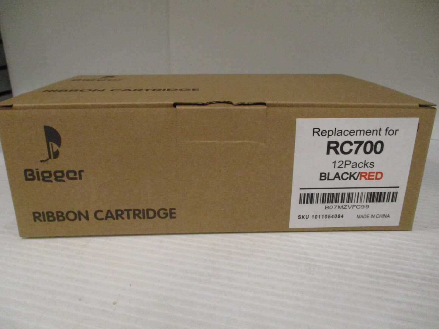 Bigger Ribbon RC700  Replacement Cartridge, Black/Red, Box of 12