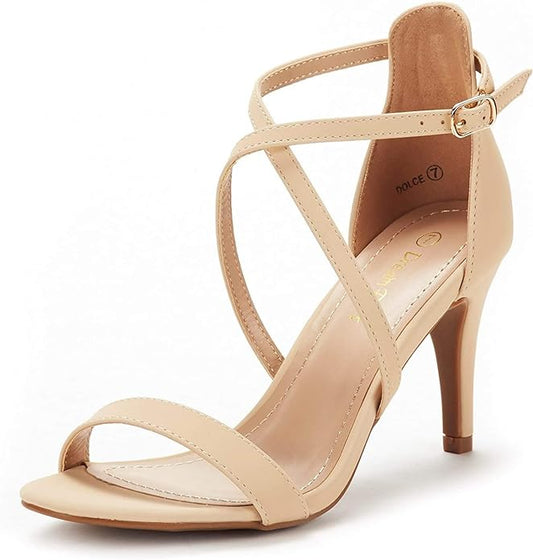 DREAM PAIRS Women's DOLCE Fashion Stilettos Open Toe Pump Heel Sandals