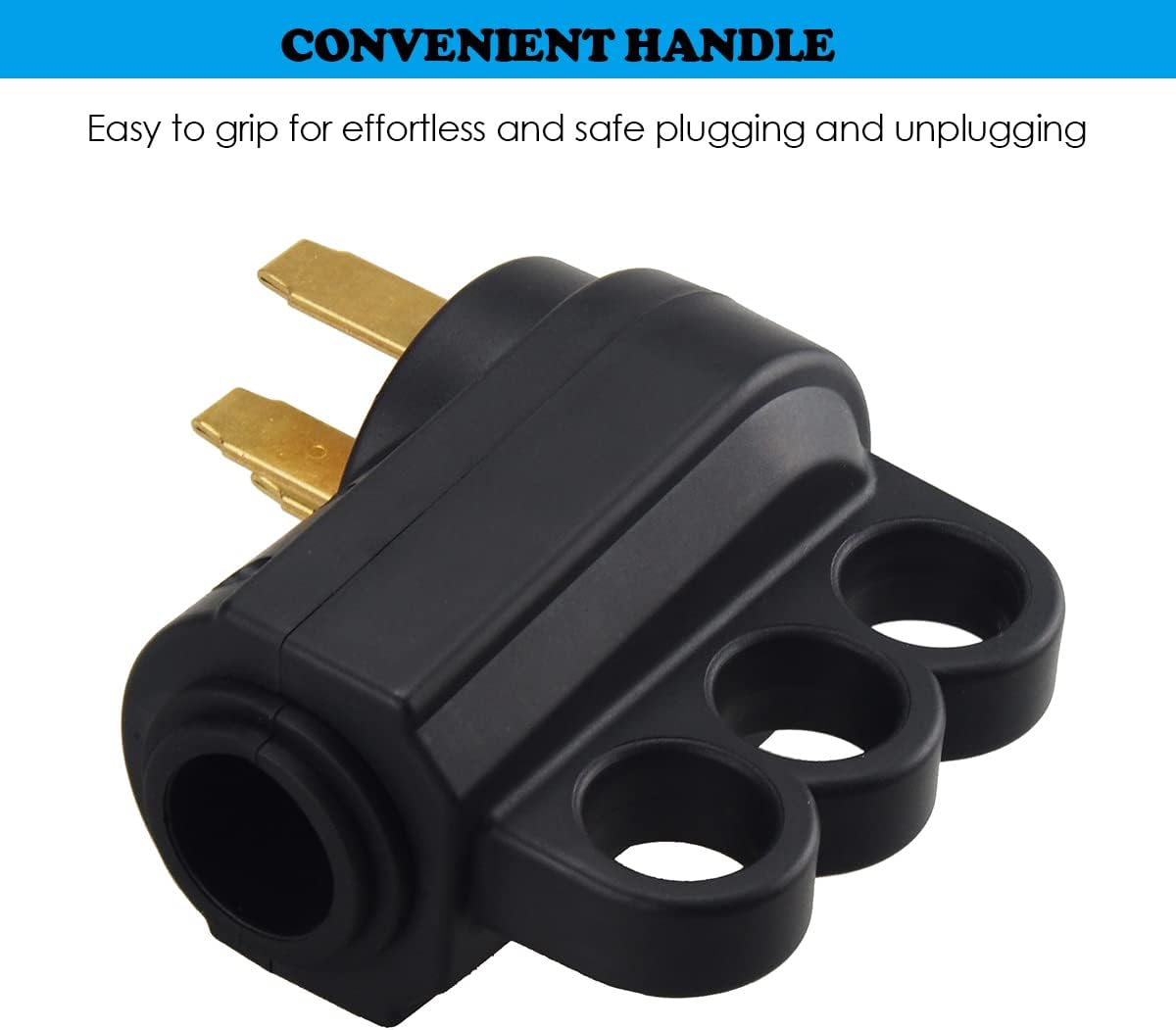 50 Amp 14-50P Heavy Duty 125V/250V 4 Prong Electrical Power Connector Extension Cord End with Easy to Grip Handle
