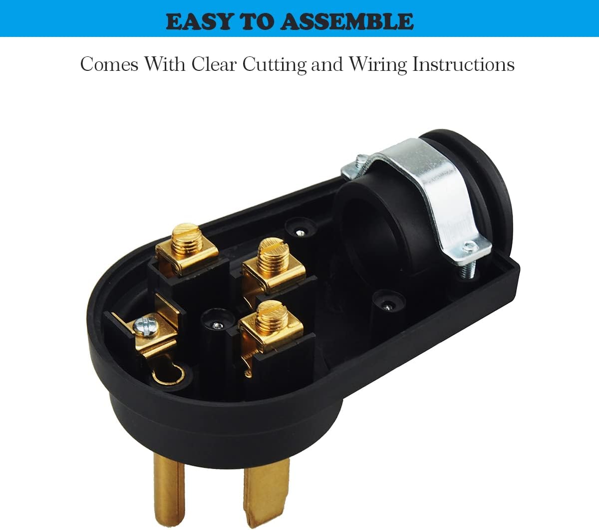 50 Amp 14-50P Heavy Duty 125V/250V 4 Prong Electrical Power Connector Extension Cord End with Easy to Grip Handle