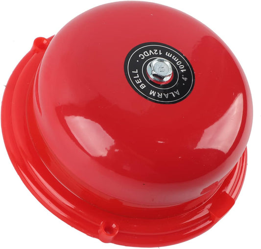 Fire Alarm Bell, 4 Inches 100db Internal Strike Type Fire Alarm Bell, Electric Bell Smoke Detectors, Metal Fire Control for Home Improvement (12V)