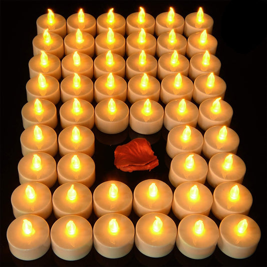 Pandaing 50-pack Unscented Flameless Tealight Candles With Batteries