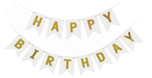 Birthday Banner with Gold Letters