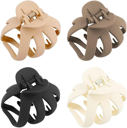 Octopus Matte Hair Claw Clips, Strong Non-slip Jaw Grip Clips for Hair Styling, 4 pcs