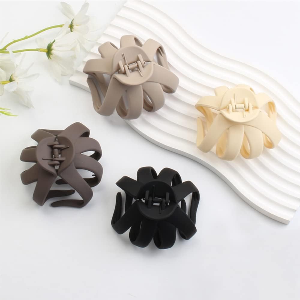 Octopus Matte Hair Claw Clips, Strong Non-slip Jaw Grip Clips for Hair Styling, 4 pcs