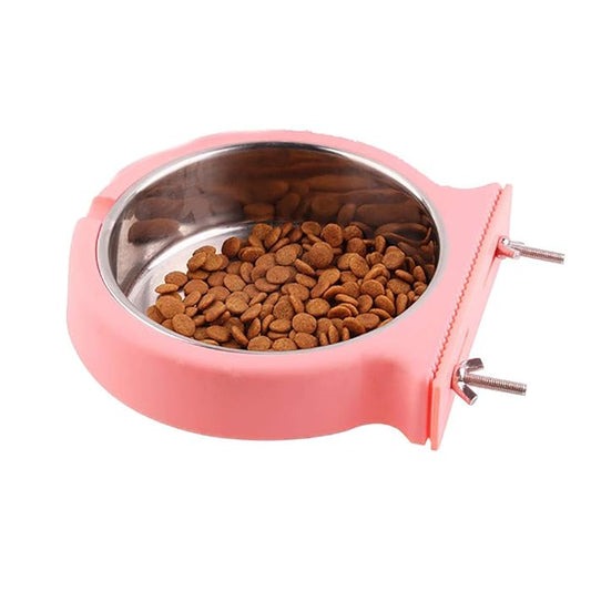 Removable Stainless Steel Hanging Pet Bowl, Pink