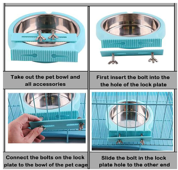 Removable Stainless Steel Hanging Pet Bowl, Pink
