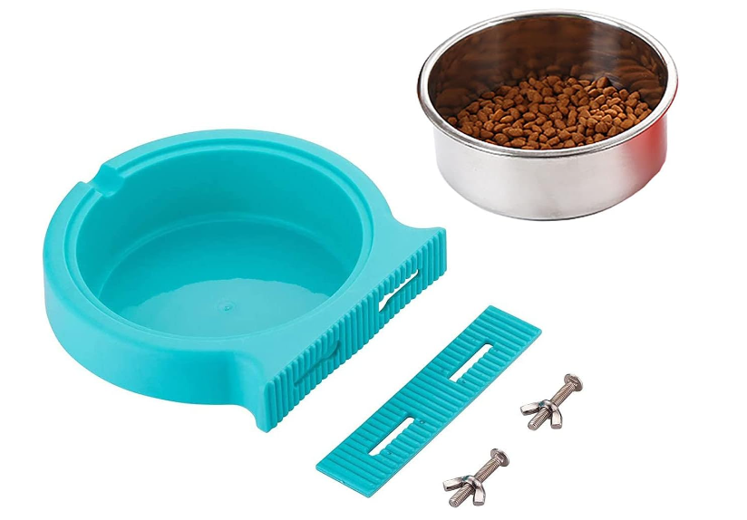 Removable Stainless Steel Hanging Pet Bowl, Pink