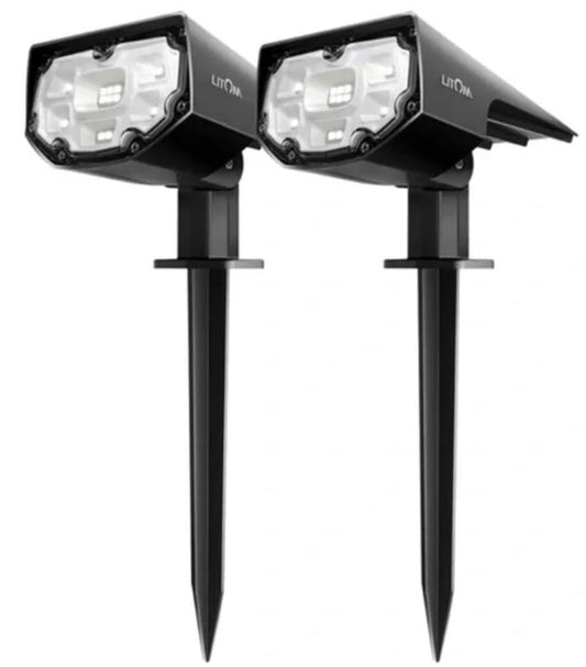 LITOM 12 LED Solar Pathway Light IP67 Waterproof Lamp Outdoor, 2pk