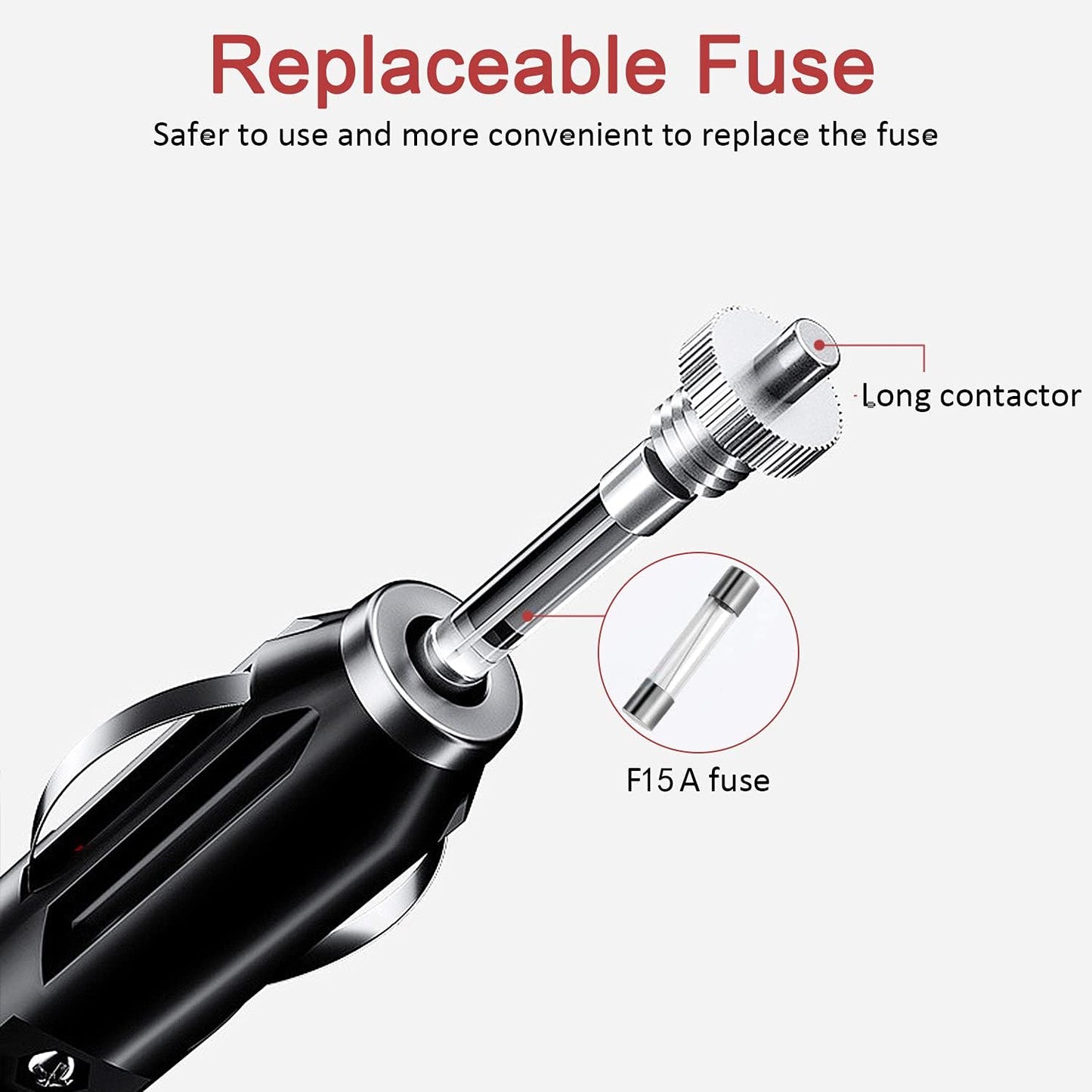 1FT SAE Cigarette Lighter Charger Cable, 15A 12V, 2-pack