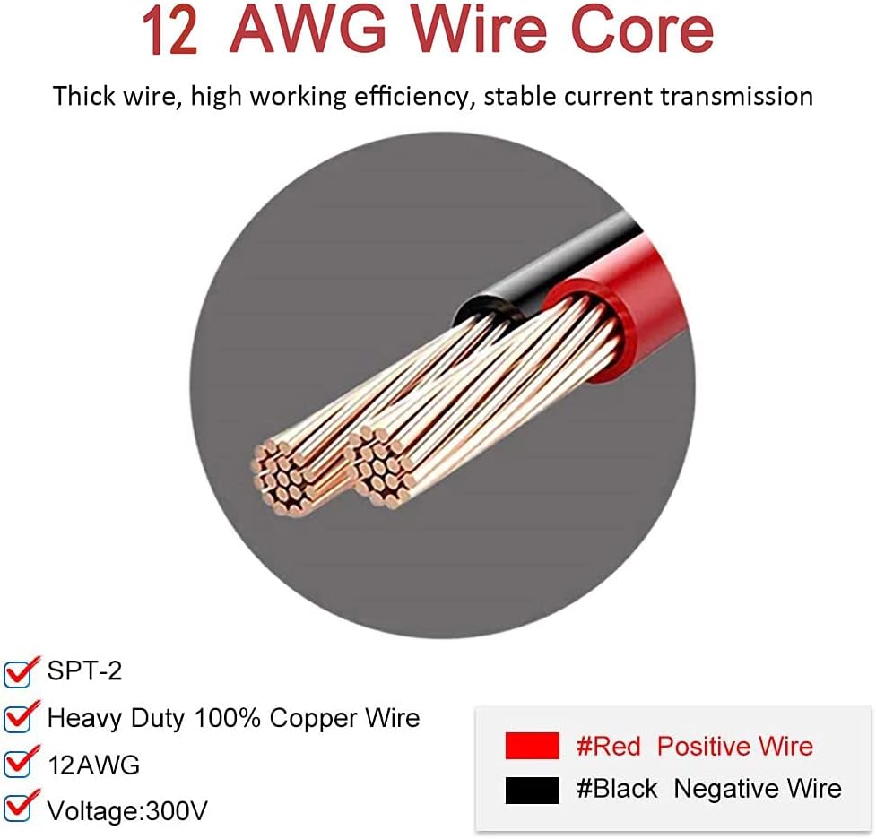 1FT SAE Cigarette Lighter Charger Cable, 15A 12V, 2-pack