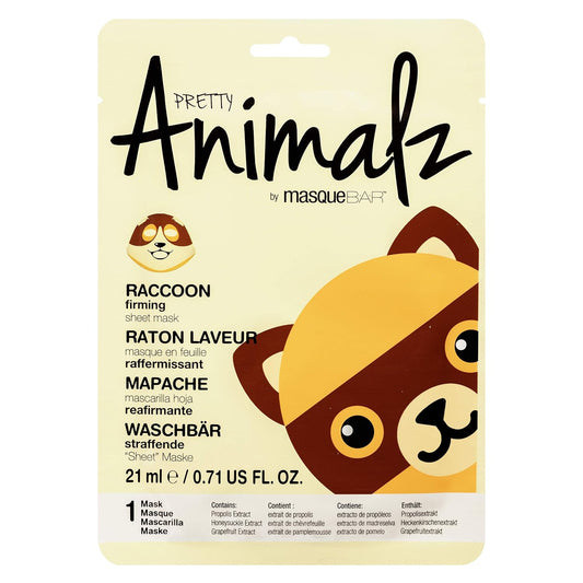 Masque Bar Pretty Animalz Raccoon Firming Sheet Mask, 6 pcs
