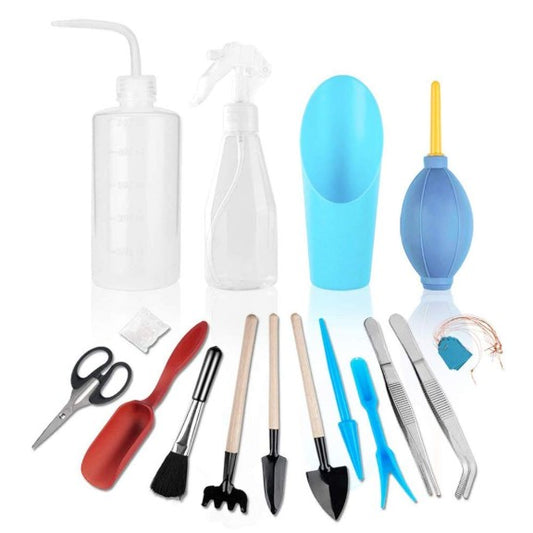NPLUX 16 Pieces Succulent Tools Mini Garden Hand Tools Set, Miniature Garden Tool for Plant Care