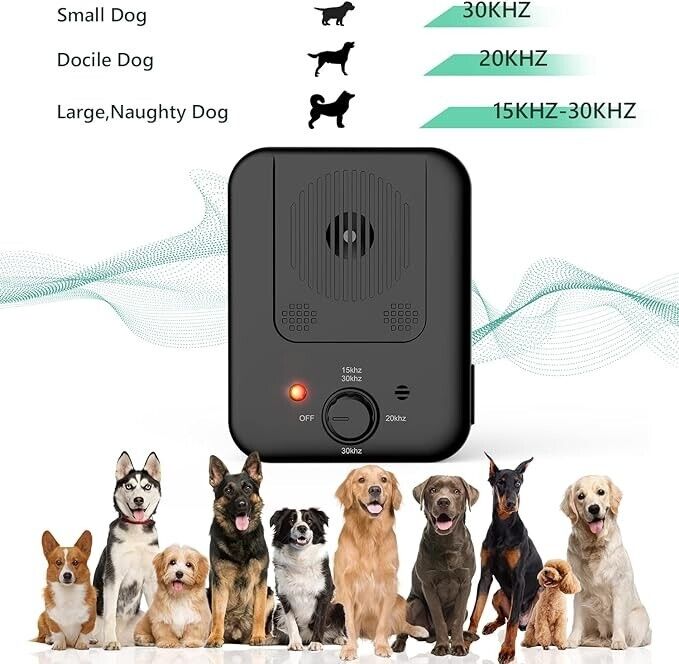 Adjustable Waterproof Anti-Barking Device With Control Up to 50 Ft Range, 3 Levels, Indoor & Outdoor Use
