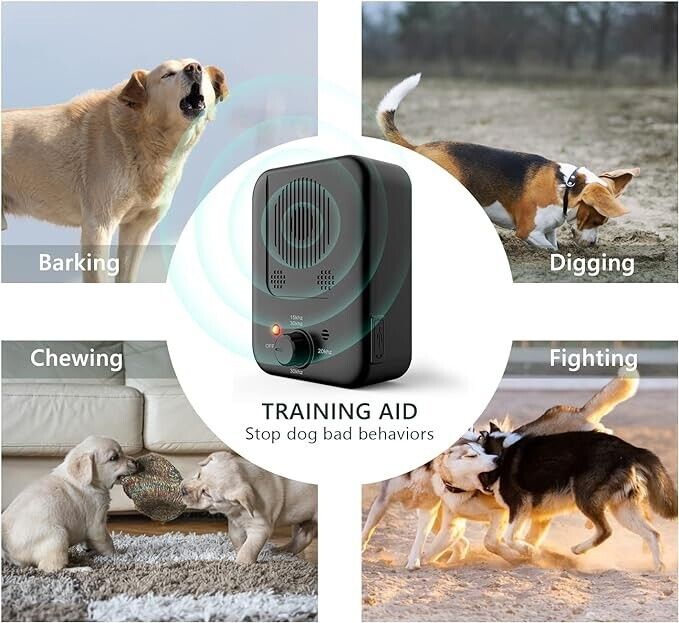 Adjustable Waterproof Anti-Barking Device With Control Up to 50 Ft Range, 3 Levels, Indoor & Outdoor Use