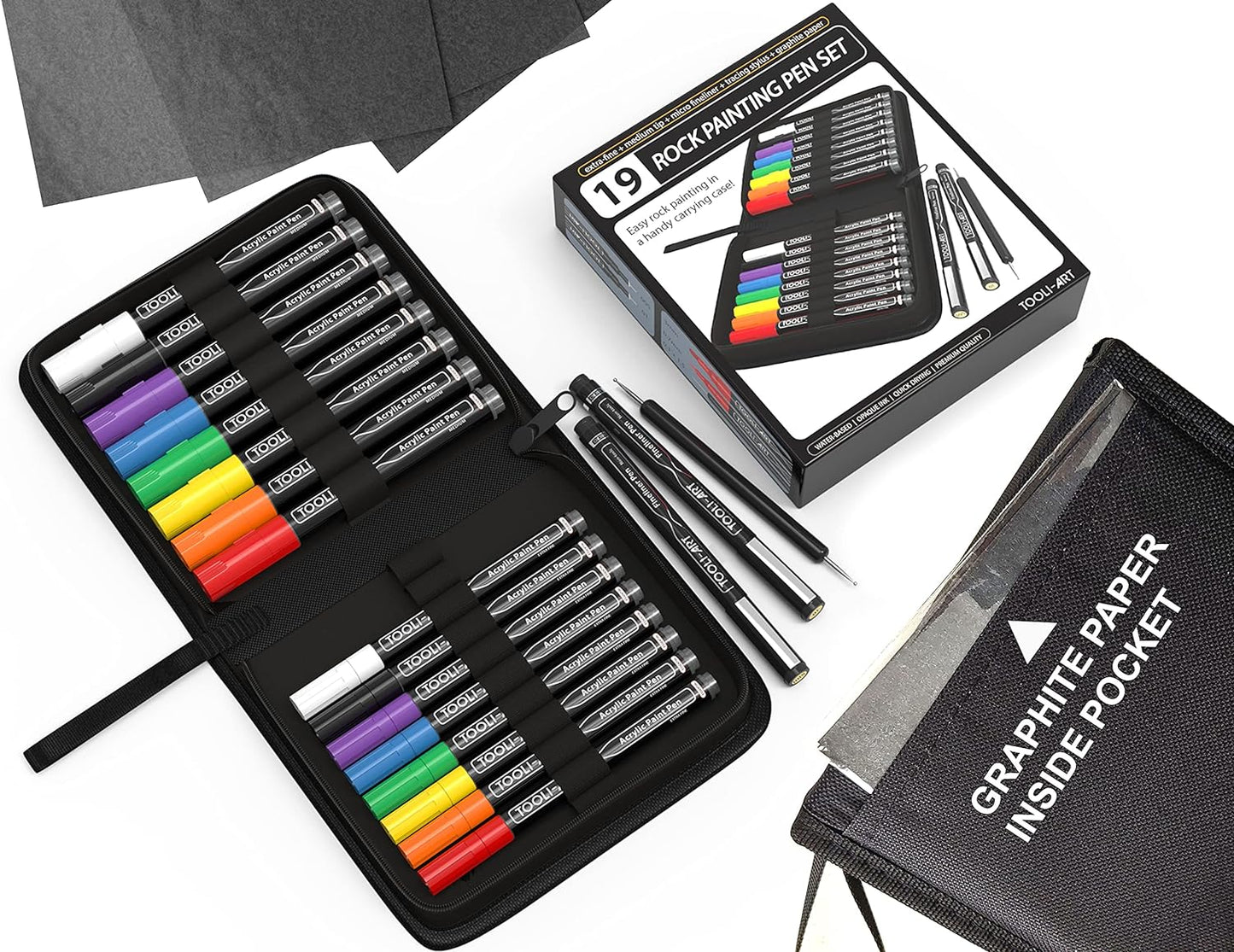 Rock Painting Starter 19 Pen Set In Zipper Case