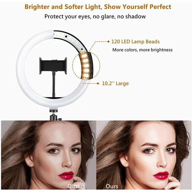 Victsing 10" LED Ring Light, Adjustable Tripod, Remote Control, and Selfie Stick
