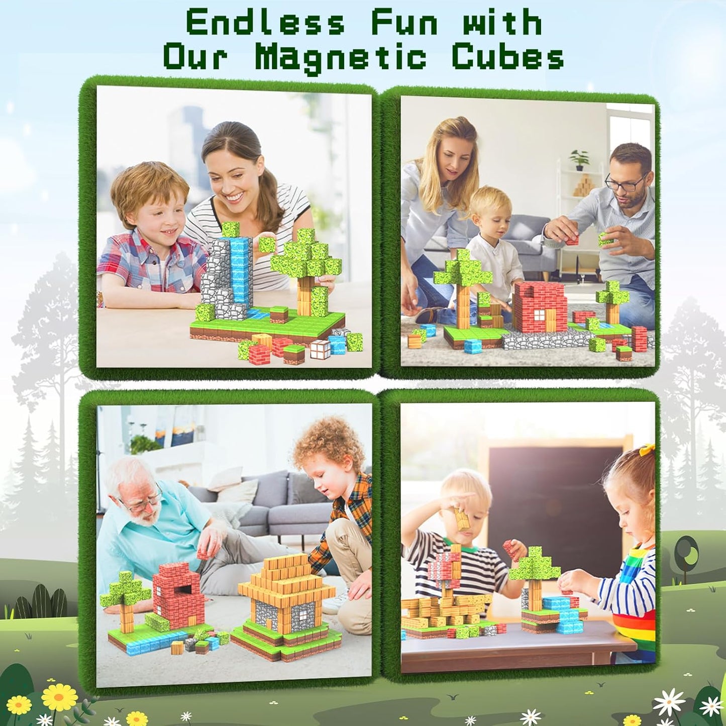 Magnetic Blocks, 100PCS Magnetic Building Blocks for Kids, Build Mine Magnet World Set STEM