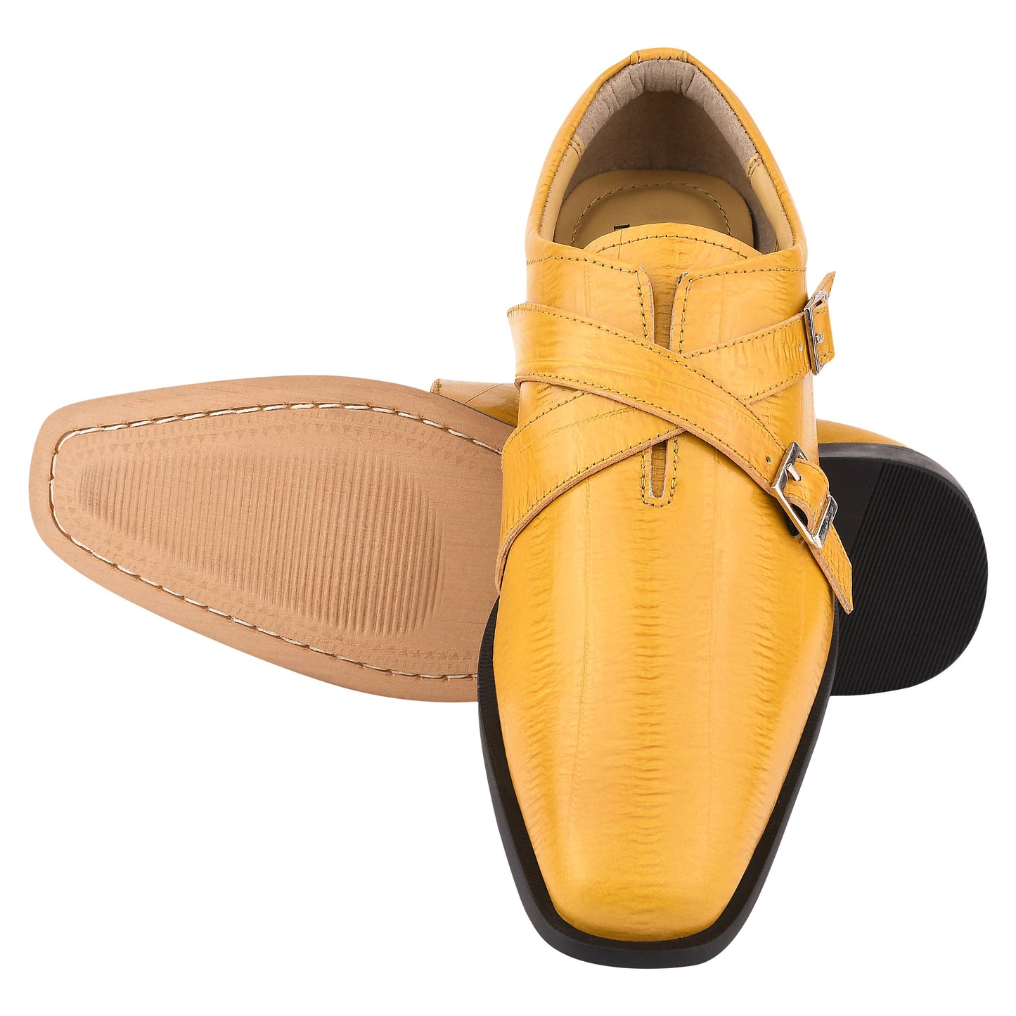 LIBERTYZENO Donna Men Leather Monk Strap Shoes