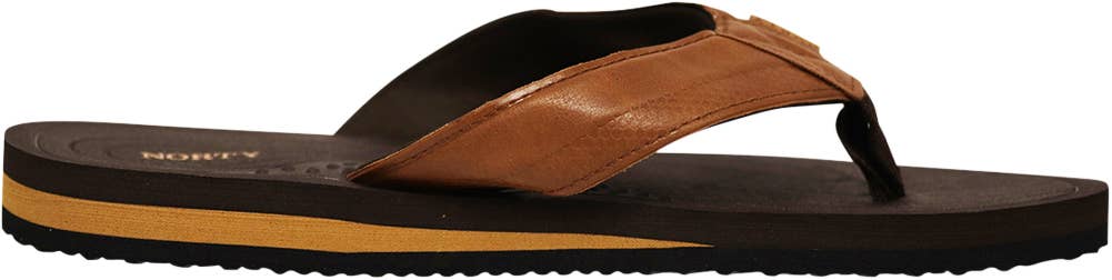 Norty Men's Flip Flop Sandal 42197, Brown & Tan