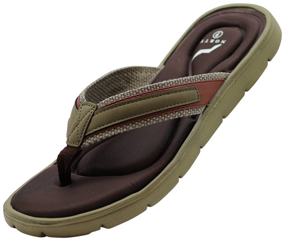 Norty Men's Memory Foam Foot-bed Comfort Casual Sandal Slip On, Size 10